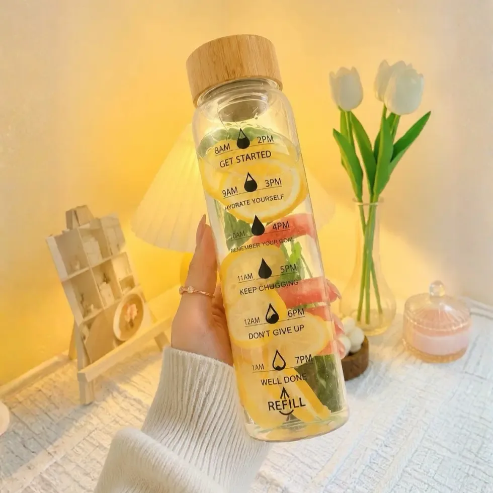 Motivational Time Marker Glass Water Bottle (700ml / 1000ml) (motivational water bottle Bangladesh) Price in Bangladesh | ShopTalk BD