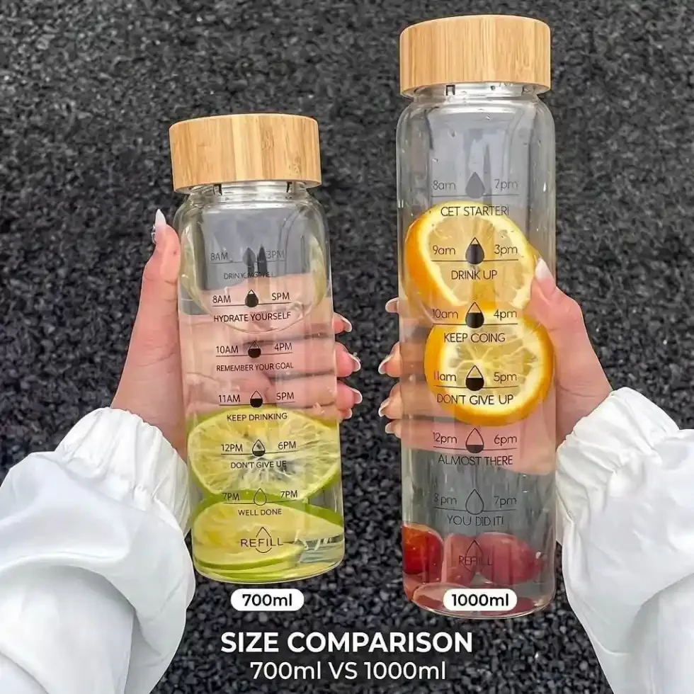 Motivational Time Marker Glass Water Bottle (700ml / 1000ml) (motivational water bottle Bangladesh) Price in Bangladesh | ShopTalk BD