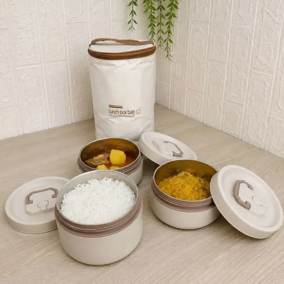 Bento 3 Compartment Stainless Steel Lunch Box with Bag (bento lunch box) Price in Bangladesh | ShopTalk BD