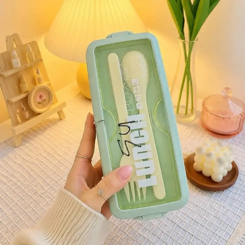 3-Tier Bento Lunch Box with Cutlery (900ml) (3 tier lunch box) Price in Bangladesh | ShopTalk BD