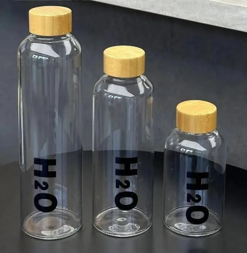 H2O Glass Water Bottle with Bamboo Lid Price in Bangladesh | ShopTalk BD