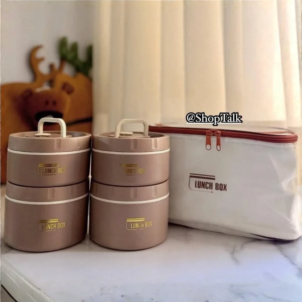 Bento 4 Compartment Stainless Steel Lunch Box with Bag (bento lunch box) Price in Bangladesh | ShopTalk BD