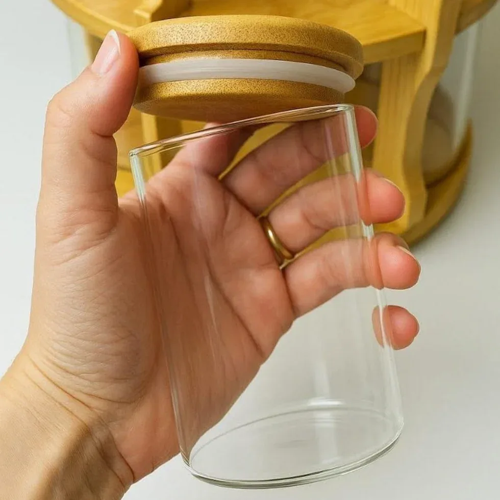 360° Rotating Spice Rack Set – 6 Glass Jar Organizer Price in Bangladesh | ShopTalk BD