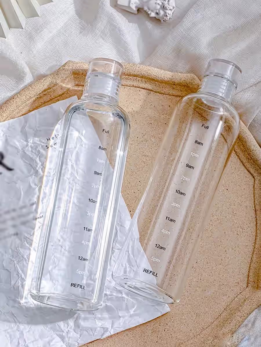 Transparent Glass Water Bottle  – Portable Drinkware
